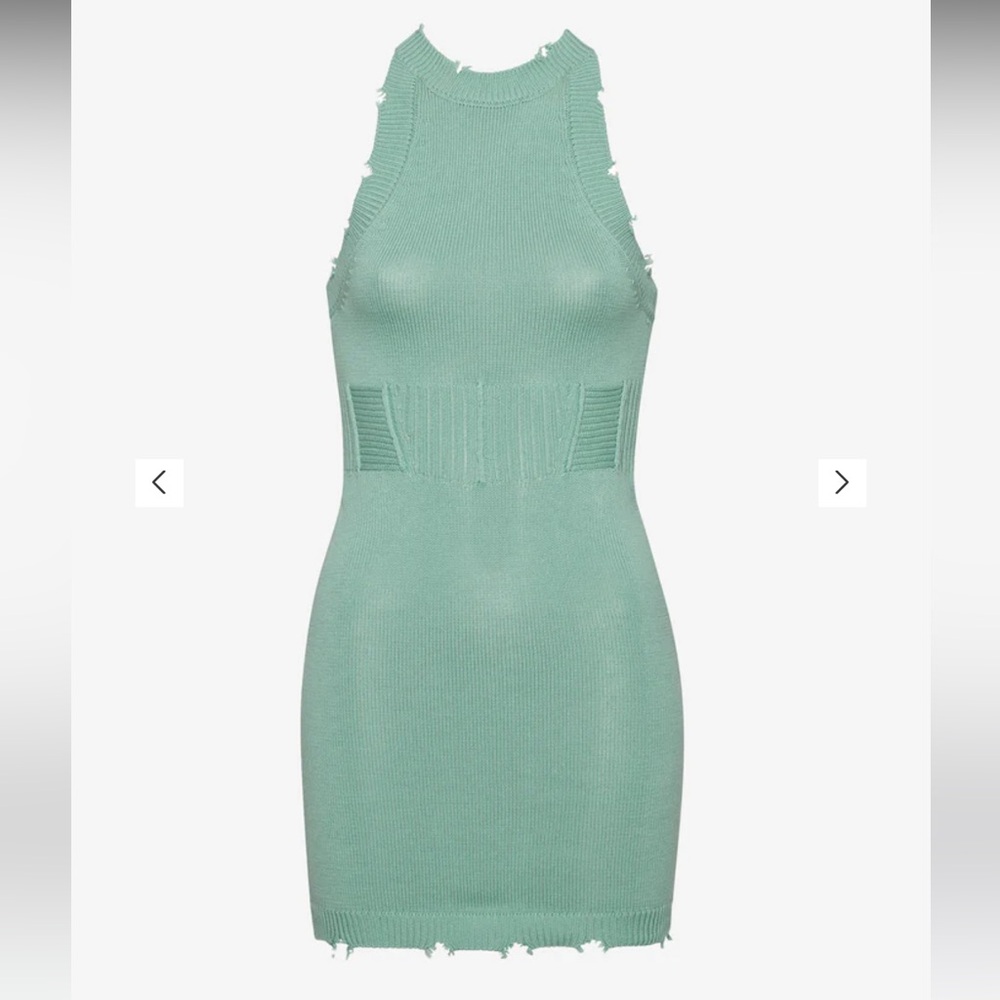 SER.O.YA distressed corded knit teal/aqua dress, size extra small NWT